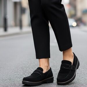 Comfort Loafers Orthofeet Shelly Black Leather Slip On Shoes Women's 10.5 X-Wide